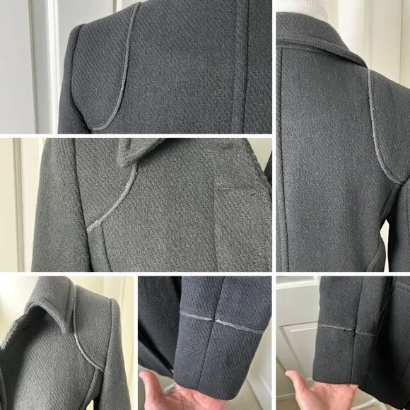 Projek Raw Long Black Wool Blend Coat – Gothic Minimalism, Hidden Buttons, Small - Picture 13 of 16